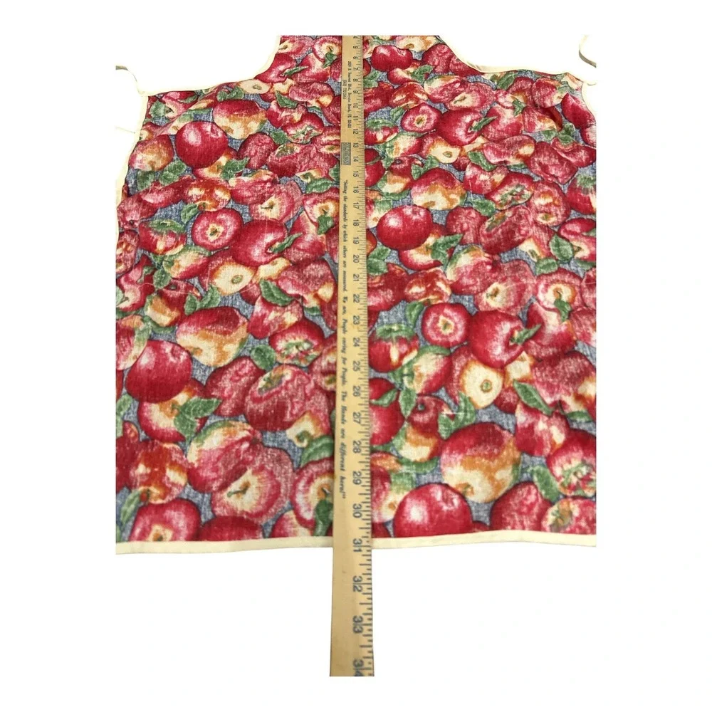 Unbranded Apple Print Apron Women OS Red Good Cottagecore Kitchen Pockets